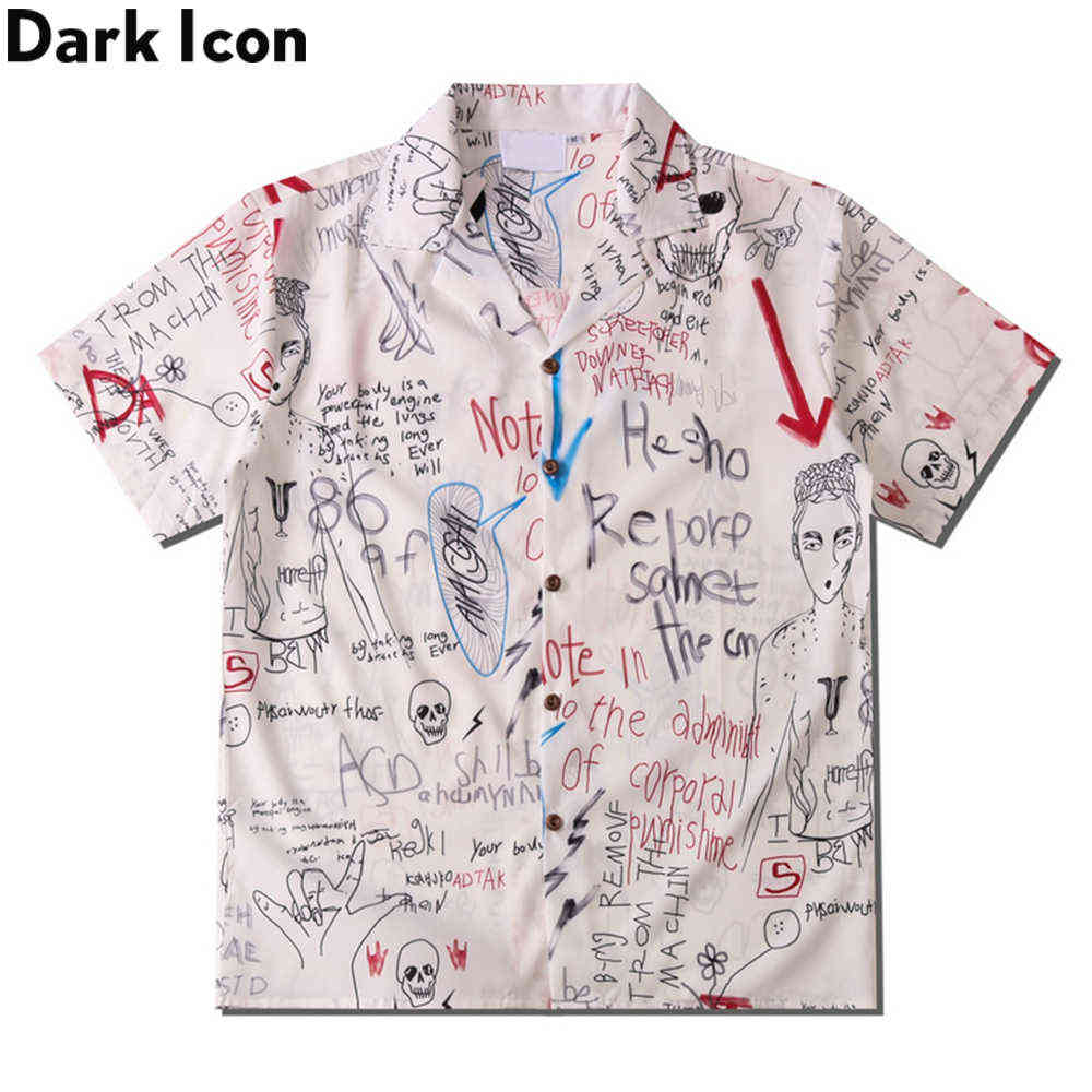 

Graffiti Hawaiian Shirt Men Vintage Street Men's Shirt Summer Shirts for Man 210603