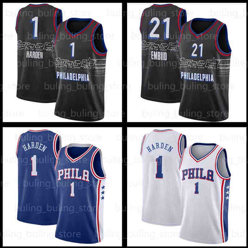 

13 James Harden Basketball Jersey Joel 21 Embiid 3 Allen Iverson 2021 2022 6 Julius Erving Philadelphia''76ers''Mens Jerseys City Black White Red
