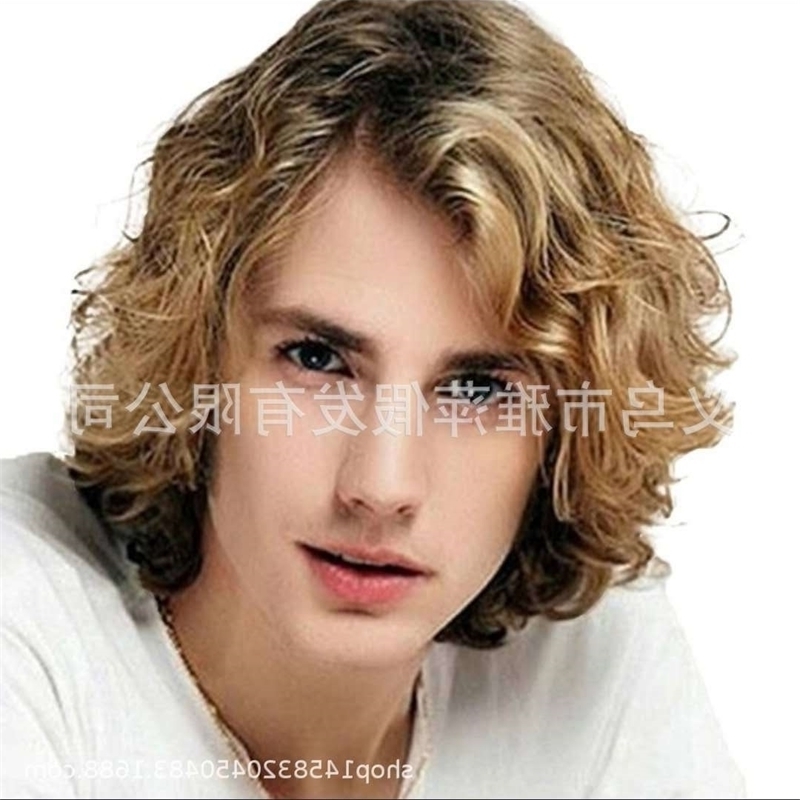 

men's handsome headgear New Brown Gradient gold partial split short curly hair rose net wig, Picture color