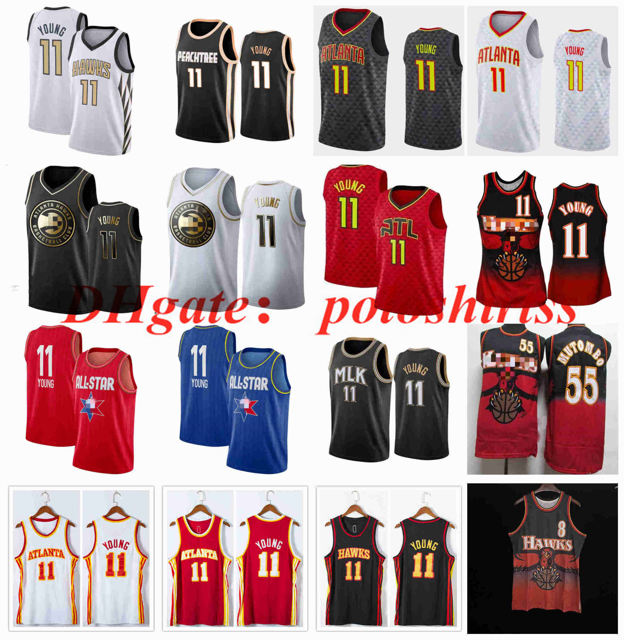 

Trey 11 Young Basketball Jerseys Red White 8 Smith Dikembe 55 Mutombo Jersey Fans Shirt Vest NCAA Men's City Swingman Edition S-XXXL, As photo
