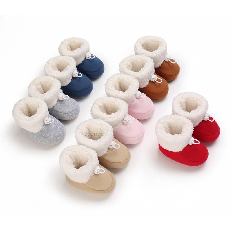 

First Walkers Lovely Warm Design Baby Shoes Girls Boys Toddler Soft Cotton Slippers Children Cute Winter Non-Slip Kids Shoe, Red