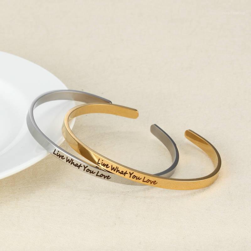 

Fashion Font Set Stainless Steel Engraved Positive Inspirational Quote Cuff Mantra Bracelets Bangles For Women Bangle