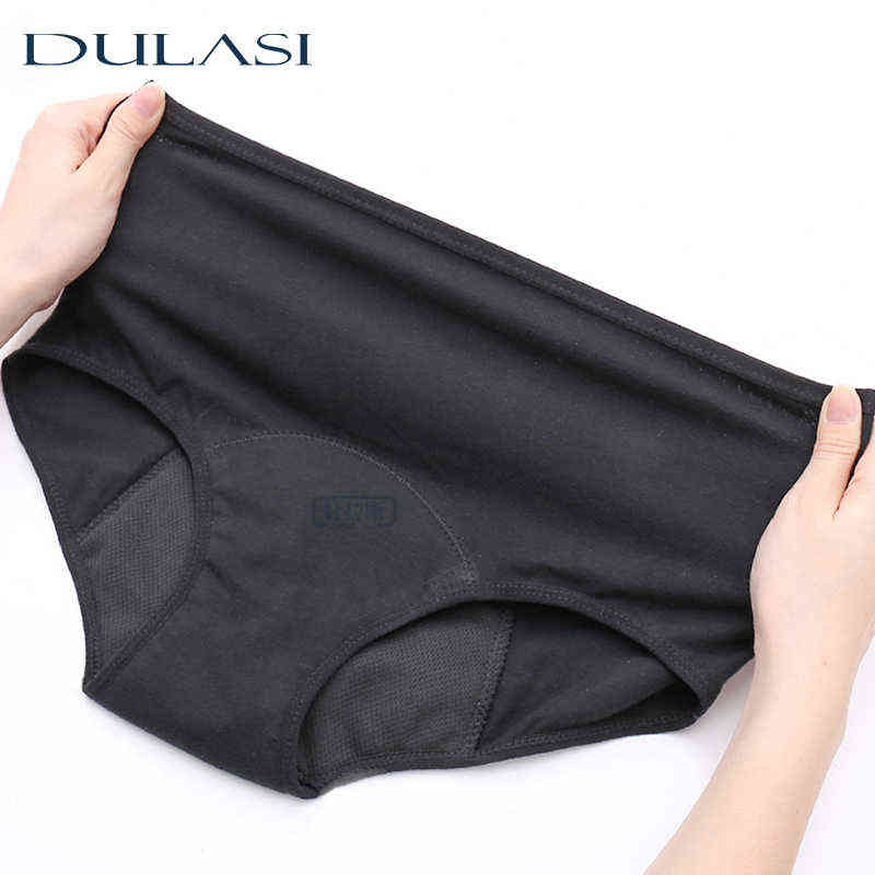 

Women Menstrual Panties Cotton Super Absorbent Period Briefs Leakproof Breathable Physiological Underwear Safety High Waist DULA 211109, Black