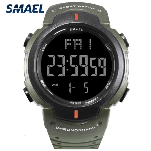 

SMAEL Top Brand Military Sport Watch Men 50m Waterproof LED Digital Quartz Man Watches Relogio Masculino Army Wristwatch Mens X0524, Khaki watch