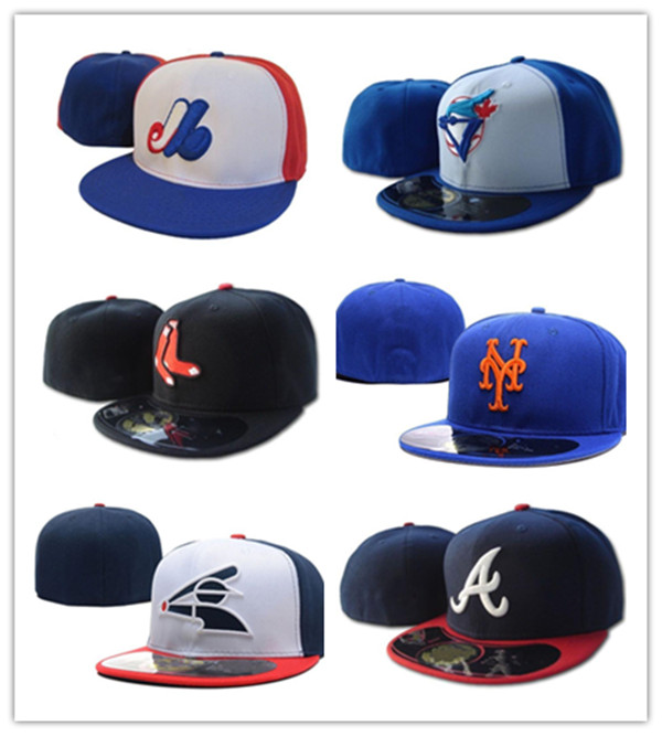 

Wholesale All Team Fan's Blue jays Royal Blue Fitted Baseball Fitted Hat Braves On Field Mix Order Size Closed Flat Bill Base Ball HHH, Blue;gray