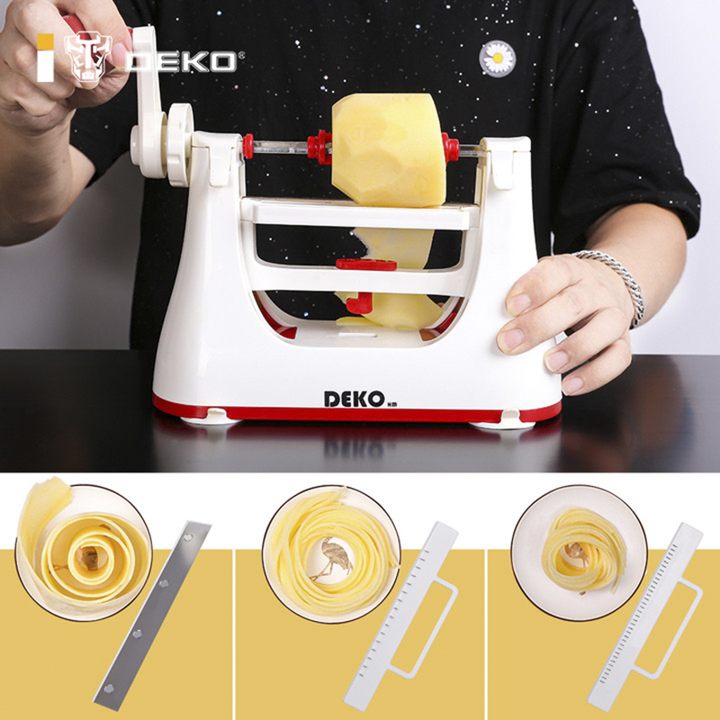 

DEKO Manual Vegetable Cutter Multifunctional Stainless Steel Fruit Slicer Potato Chopper With 3 Blades Kitchen Tools 210317