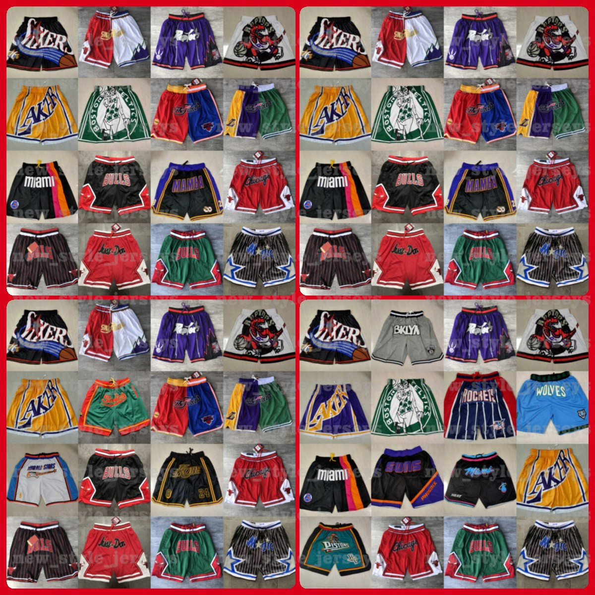 

Just Don Basketball Shorts Team Throwback Stitched Face Mesh pockets mitchell ness Stitched NBA Pantalones de baloncesto Shorts Men Woman z40, Black