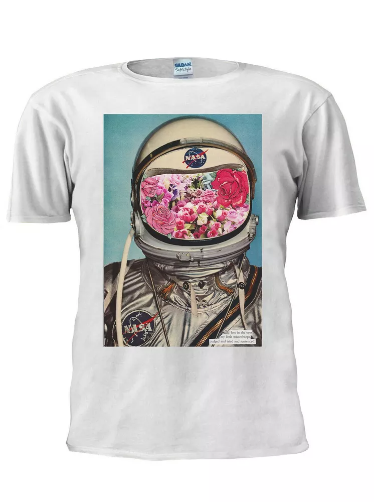 

nasa astronaut flowers funny epic t shirt men women tee trendy gift m729, White;black