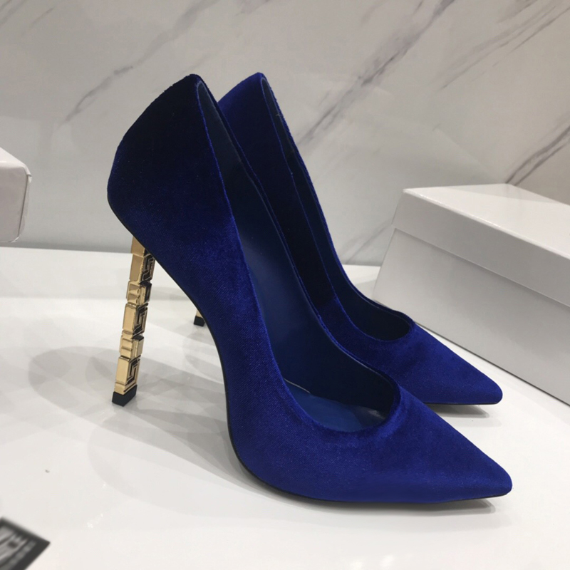 

2021 Good Quality Fashion Women Luxurys Designers Shoes Designer Sandals Womens Luxury High Heels Sandal Dress Shoess With Box Size 35-41 -H387, Blue