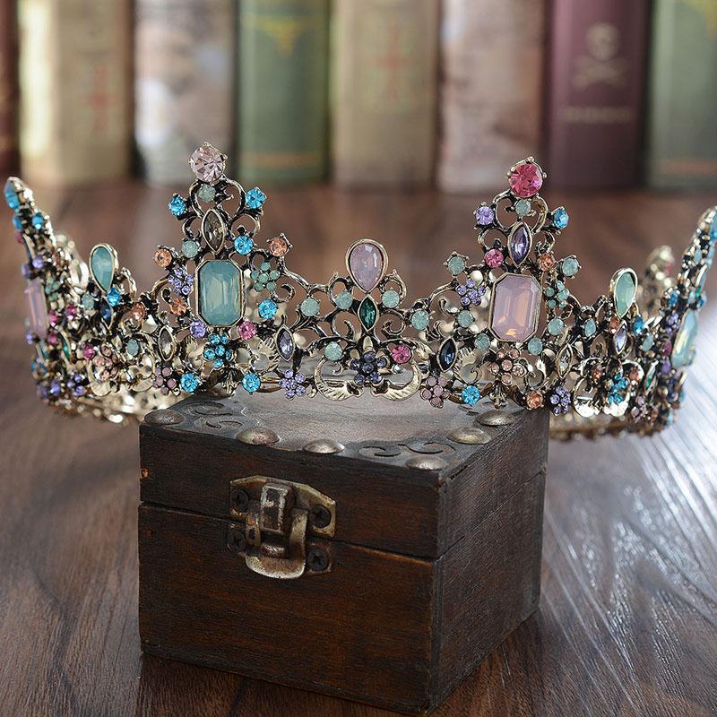 

Hair Clips & Barrettes Bride Wedding Crown Accessories For Women Girls Full Round Tiaras And Crowns Headbands Princess Diadem Royal Jewlery, Golden;silver