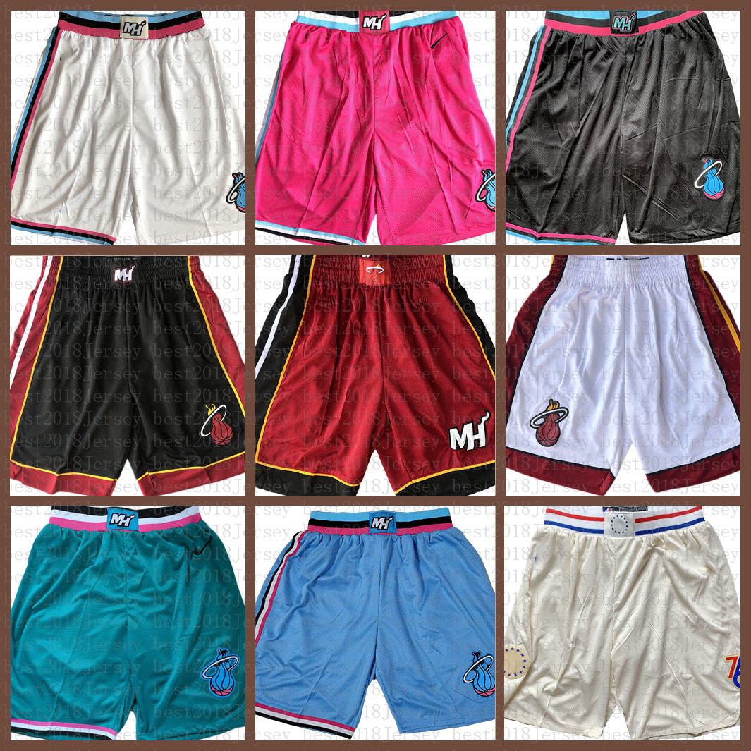 

Miami Heat Basketball Shorts Minnesota Timberwolves Pocket Top Shorts Portland Trail Blazer Dallas Mavericks, Black;red