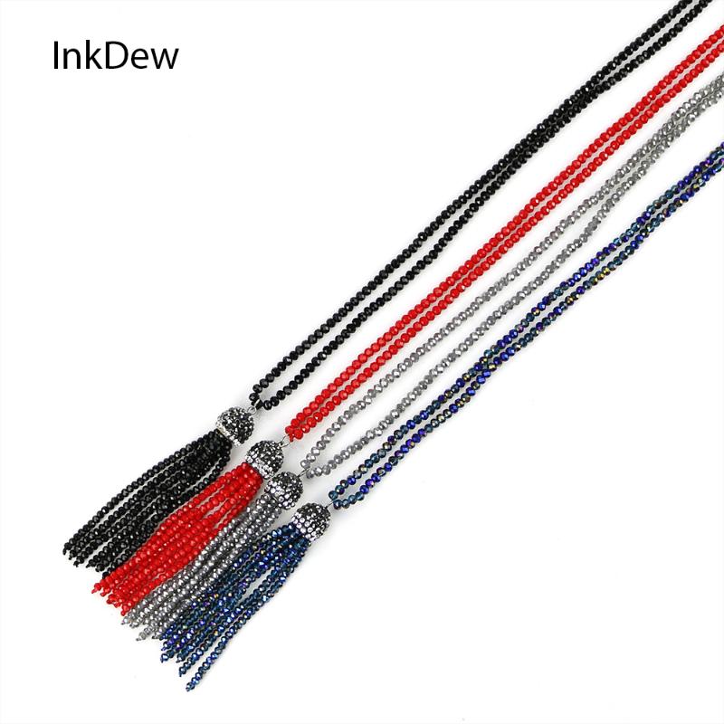 

Pendant Necklaces INKDEW Beaded Tassel Necklace Sweater Chain Beads Handmade Threading Crystal Long For Women Gift