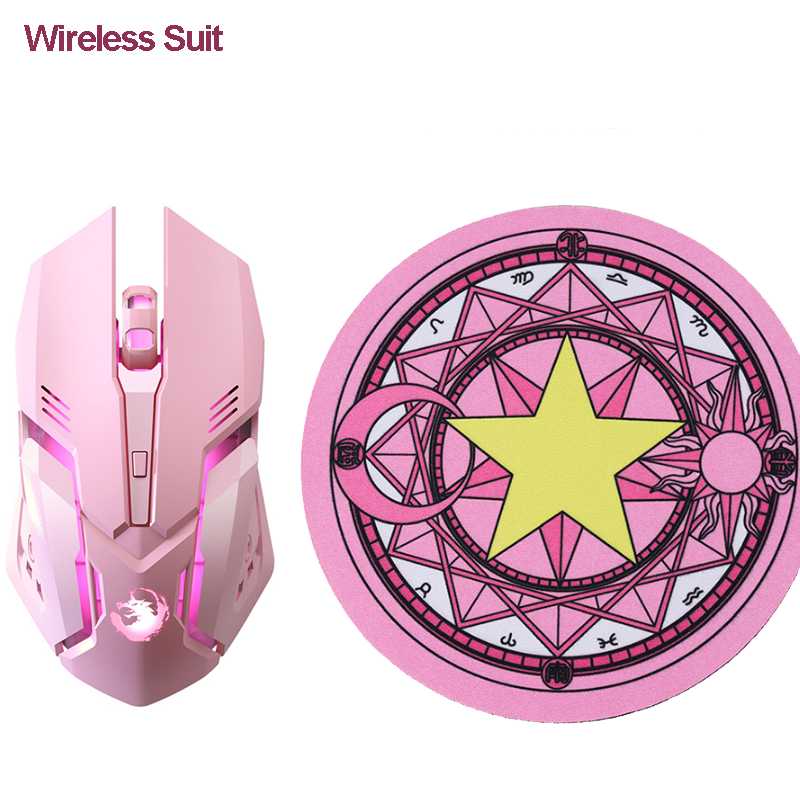 

Mice 2.4G Bluetooth Wireless Pink Mouse Mute Rechargeable Computer Mause 7 Button 2400DPI Backlight Gaming For PC Laptop Girl