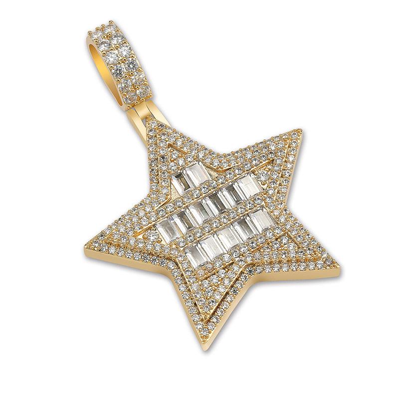 

Pendant Necklaces Fashion Charm Hip Hop Jewelry Micro Paved Cubic Zirconia Bling Iced Out Star Necklace Rapper Gift For Women Men