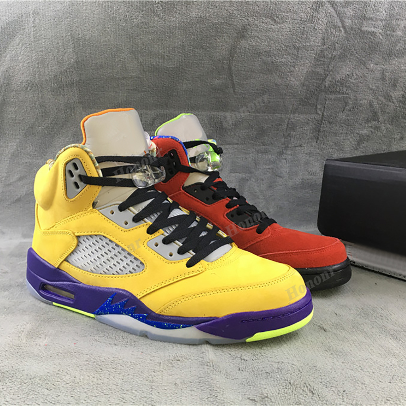 

2021 Top Quality Jumpman 5 5s OG Oregon Basketball Shoes Michigan Running Sneakers Luxury Designers Red and yellow Mandarin duck Men casual, #1