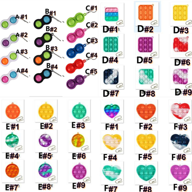 

Fidget Toys Keychain Rainbow Tie Dye poo-its Silicone Pioneer Children Push Bubble Students Pressing Plate Decompression Fingertip Board Gam
