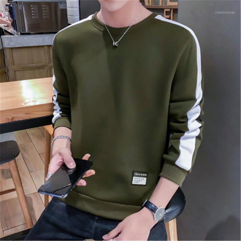 

Men's Hoodies & Sweatshirts 2021 Hoodie Casual Solid Color Splicing Pullover O-neck Slim Sportswear Printed
