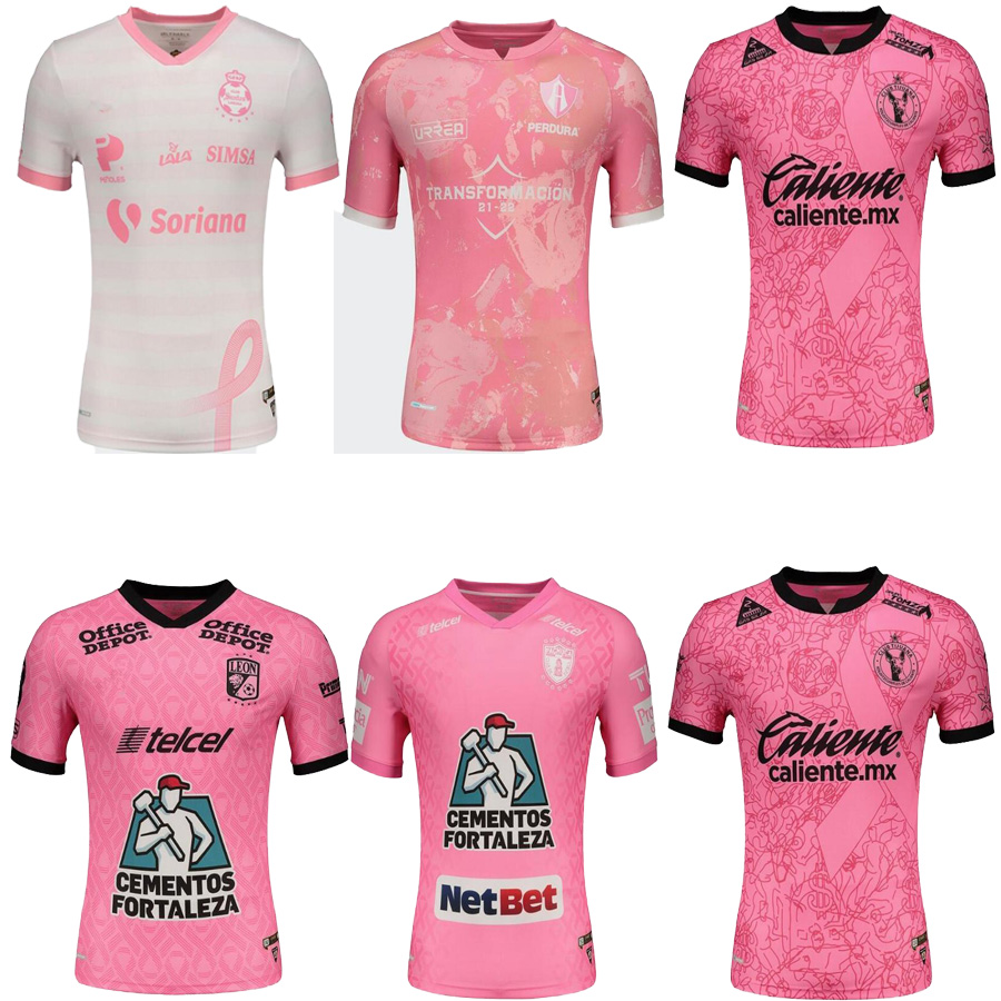 

2021 2022 MX liga Club Pink Special Edition Soccer Jerseys Pachuca UNAM LEON NAUL Santos Tijuana Alates kit Camisas de Futebol Football Shirts, Black