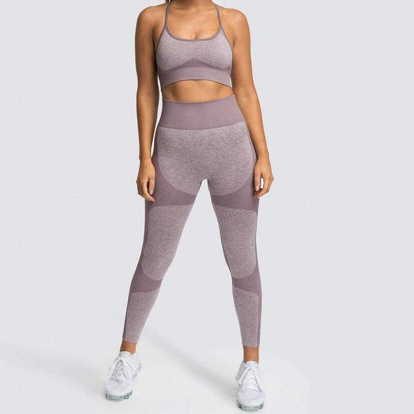 

afk_lu016 yoga leggings bra sets high waist nine legging gym clothes women workout fitness set training running sports tank top pants tights, Black