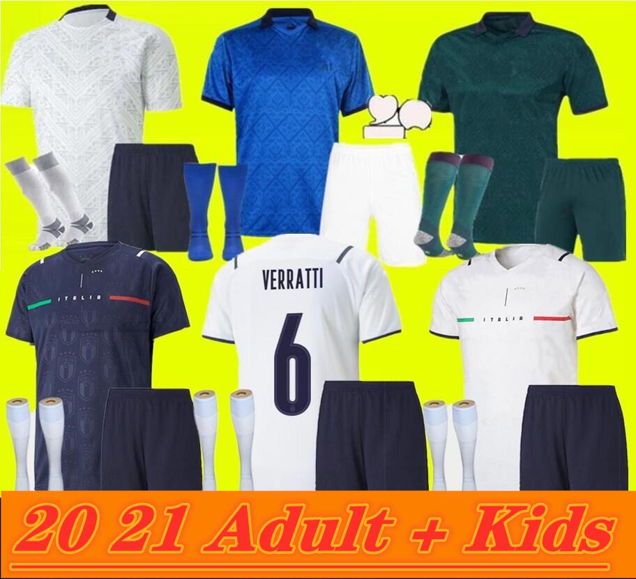 

men + kids kit 2021 Italy AWAY soccer Jersey BARELLA SENSI INSIGNE 20 21 22 European Cup Renaissance CHIELLINI BERNARDESCHI football shirts, Black;yellow