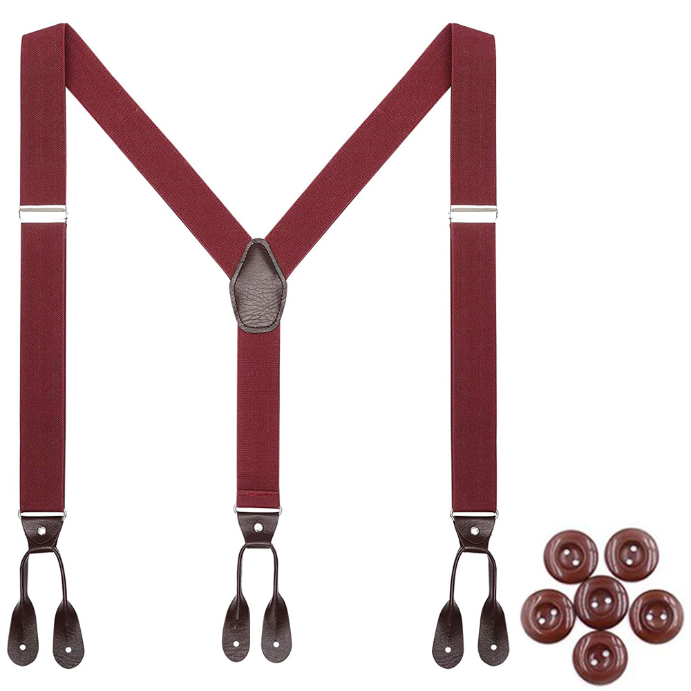 

Mens Leather Suspenders Button End Y Back Adjustable Elastic Trouser Braces Strap Belt Gifts for Him Father Husband Boy Friend