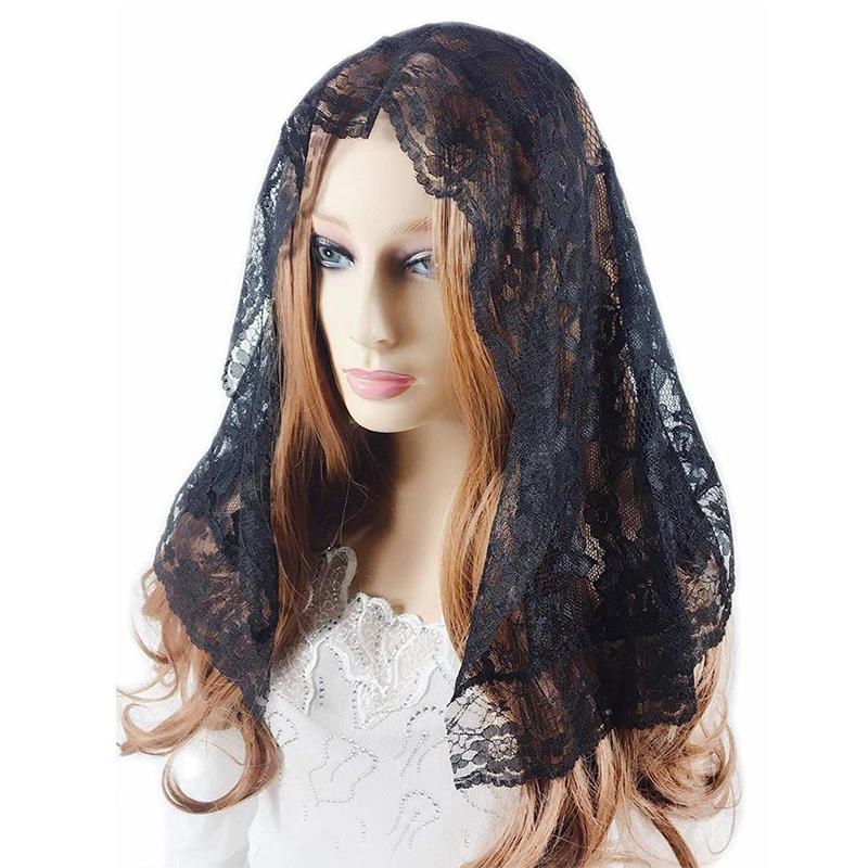 

Bridal Veils Black Ivory Short Mantilla Veil For Church Vintage Catholic Head Covering Scarf Latin Mass Velo Negra Voile Mantille