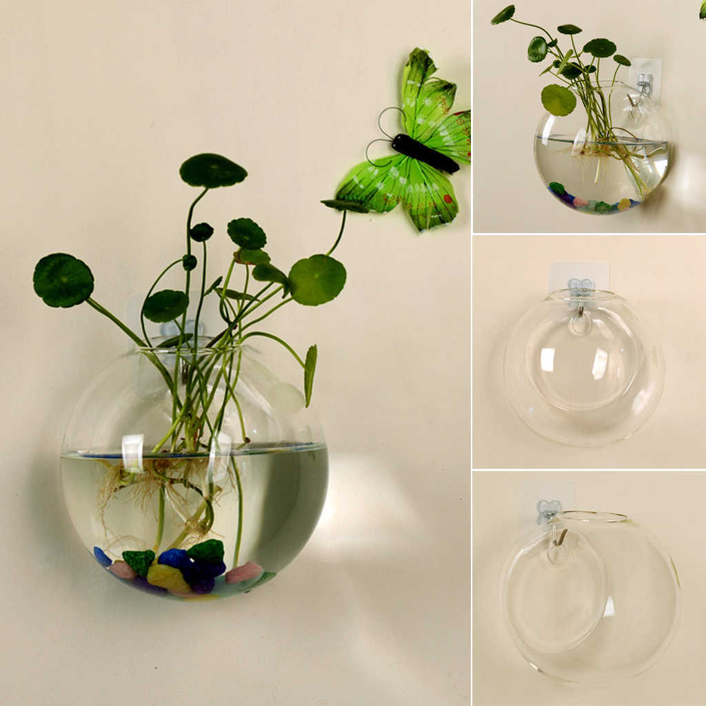 

Transparent glass vase wall hanging hydroponic aquarium flowerpot, flowerpot diameter 8 / 10cm J0603