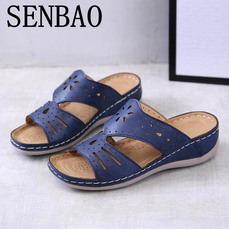 

Women'S Sandals Summer Shoes Flats For Women Wedge Open Toe Comfy Soft Platform Wear-Resistant Carved Shoe, Black
