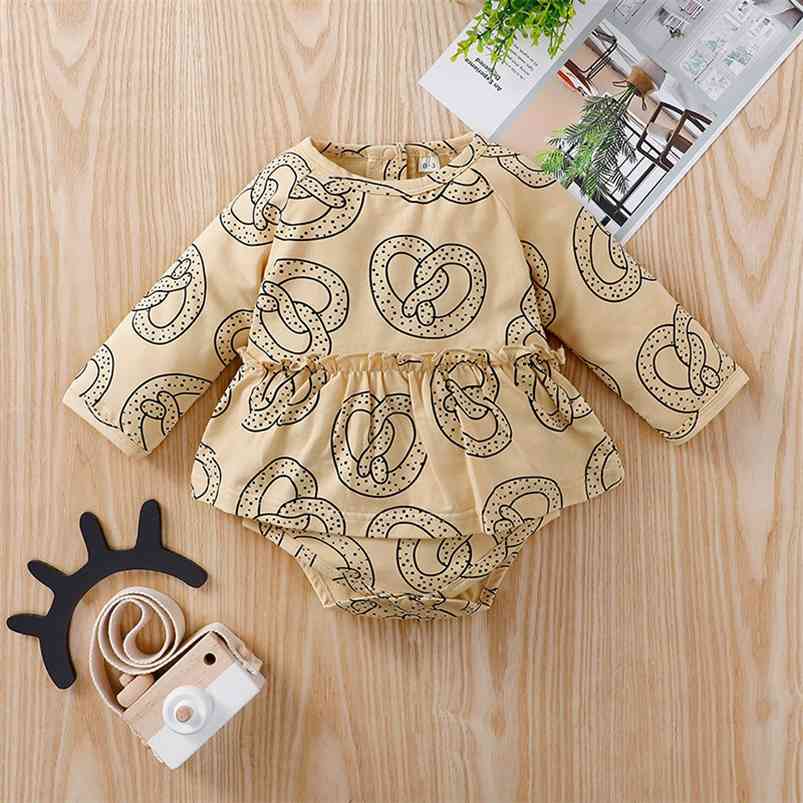 

Winter Style Infant born Baby Romper Long Sleeve O Neck Print Cute Jumpsuits Babys Clothes Outfits 210629, Orange