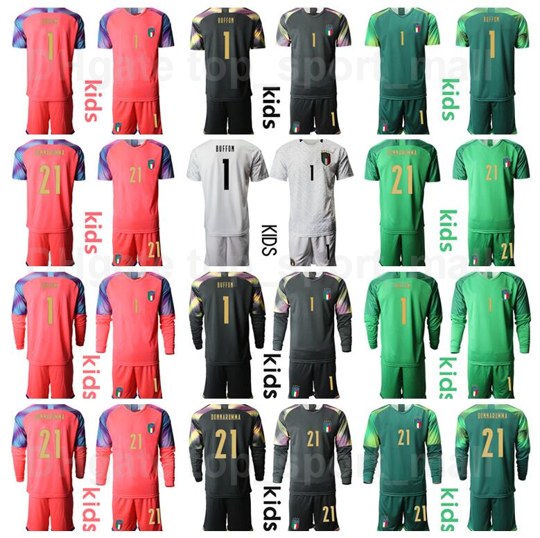 

Italy Goalie Youth Sirigu Jersey Kids Set Goalkeeper Long Sleeve Soccer 1 Gianluigi Buffon 21 Gianluigi Donnarumma Football Shirt Kits National Team Y-D-L, Kids green