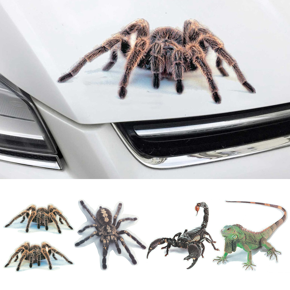 

3D Spider Lizard Scorpion Car Sticker animal Vehicle Window Mirror Bumper Decal Decor Water-resistant High stickiness, As the picture