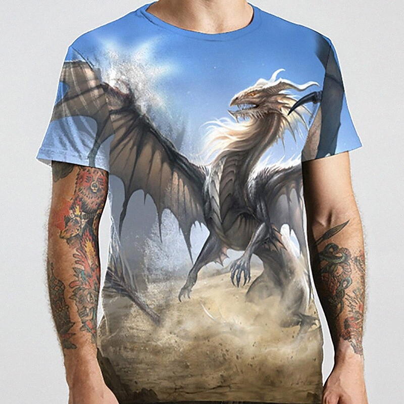 Tee-shirt unisexe pour hommes T-shirt T-shirt 3D Imprimer Dragon Graphic Impressions Animal Plus Taille Cou rond Casual Imprimé Daily Impression