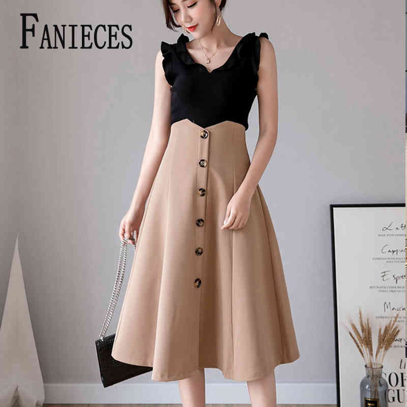 

Spring winter fashion Apricot Khaki skirt women elegant vintage female a line high waist office lady midi long  210520, Black