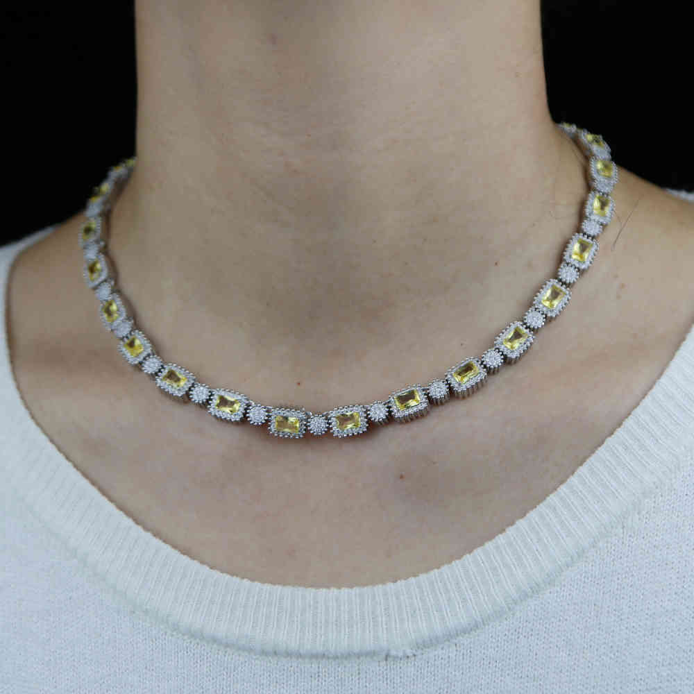 

Iced out bling 5A cubic zirconia cz geometric round square beads link chain hip hop bling women choker necklace jewelry gift X0509