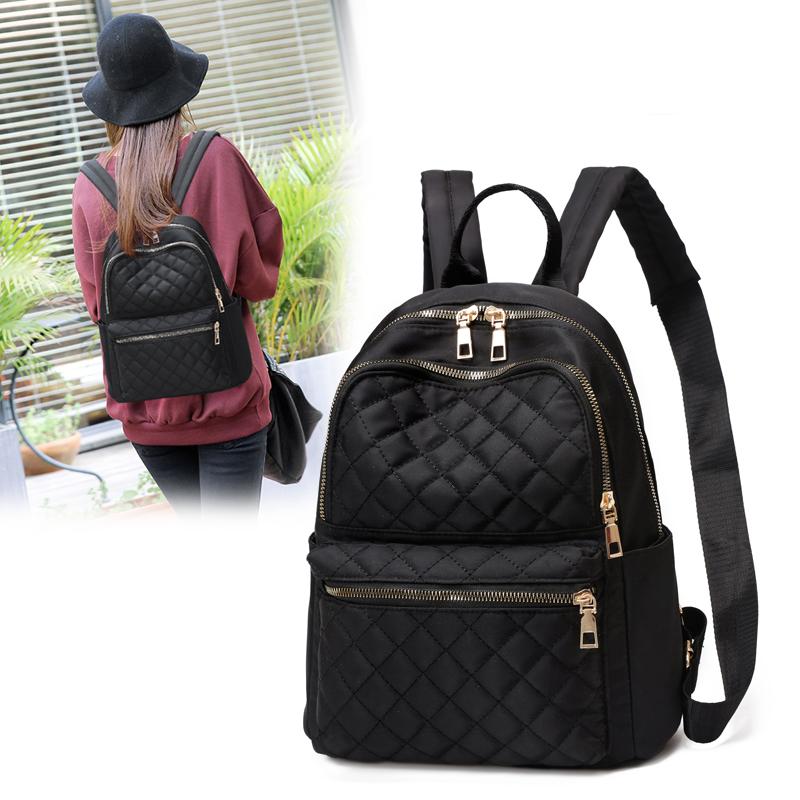 

Backpack Ladies Oxford Trendy Lingge Korean Large-capacity Waterproof Travel Student School Bag, Black
