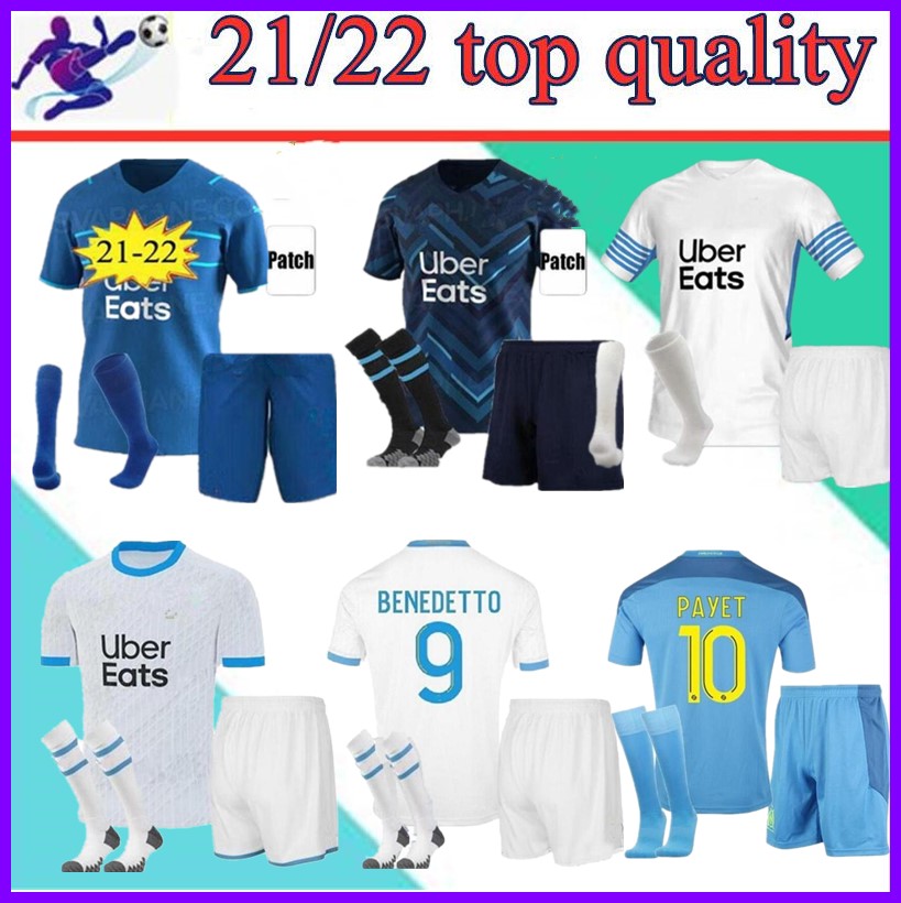 

Adults and kids 21 22 Olympique de Marseille BENEDETTO Soccer jersey PAYET 2021 2122 OM Away Third Football shirt THAUVIN Maillot, 21/22 shirt