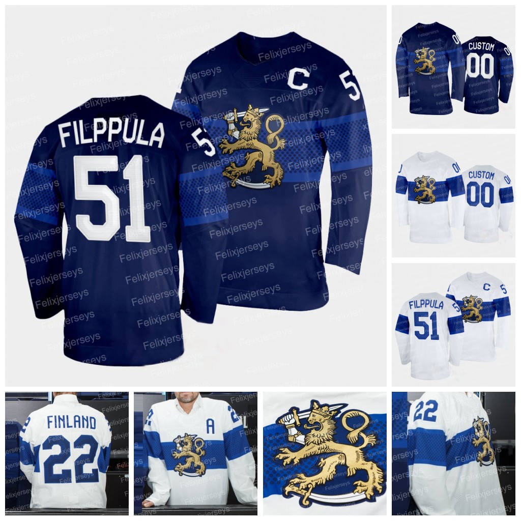 

51 Valtteri Filppula (C) Team Finland 2022 Winter Hockey Jersey Harri Pesonen Leo Komarov Markus Granlund Mikko Lehtonen Saku Maenalanen Miro Aaltonen, White