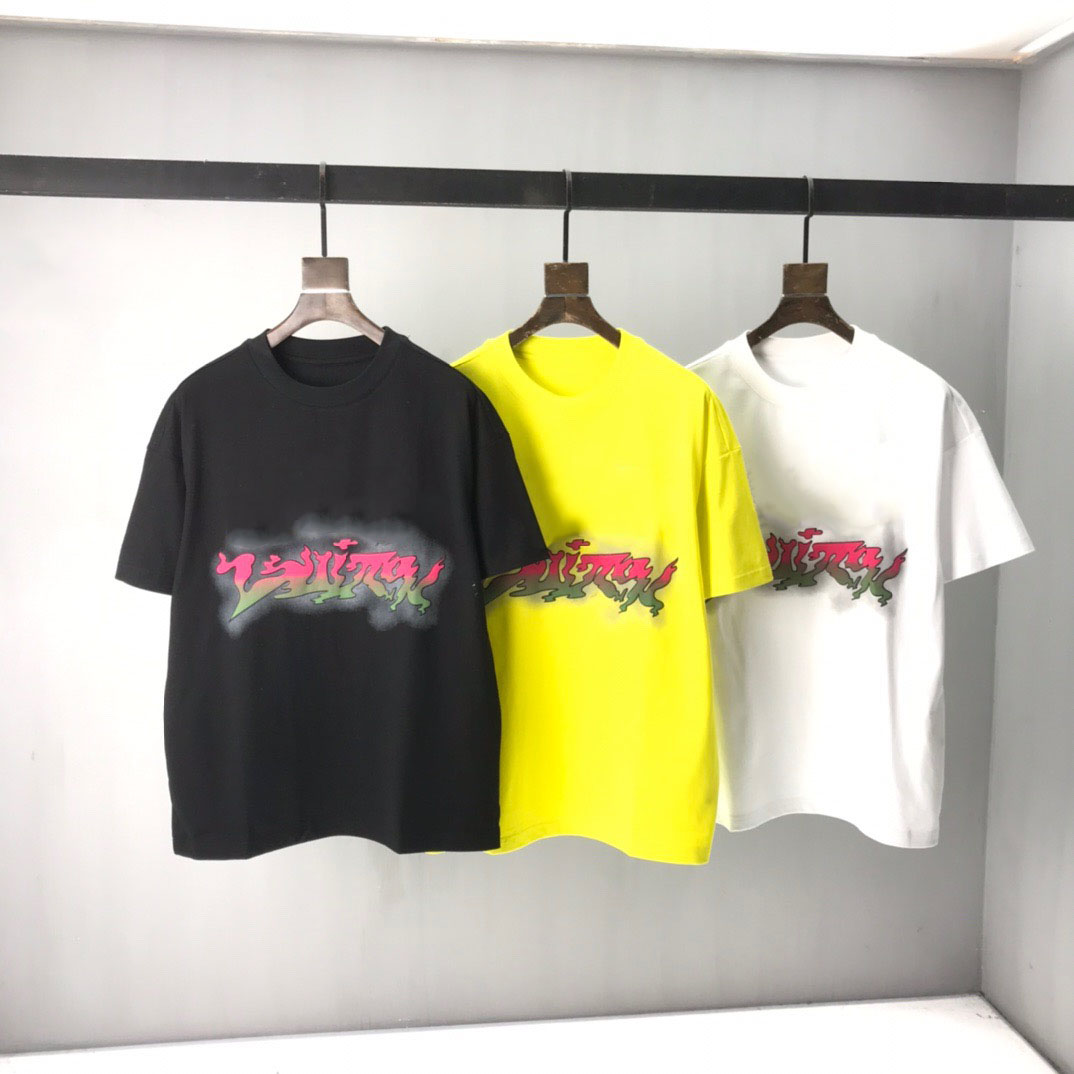 

2021ss spring and summer new high grade cotton printing short sleeve round neck panel T-Shirt Size: m-l-xl-xxl-xxxl Color: black white vdw121d