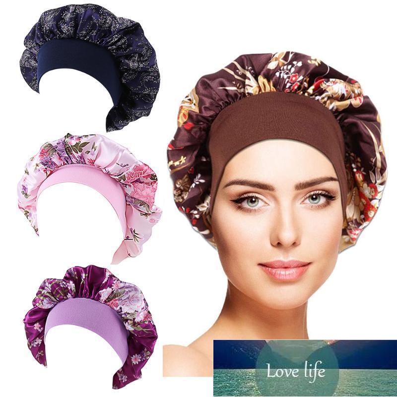 

Shower Caps Women Soft Satin Bonnet Elastic Wide Band Night Sleep Hat Chemo Hair Loss Cover Fashion Head Wrap Curly Springy Factory price expert design Quality Latest