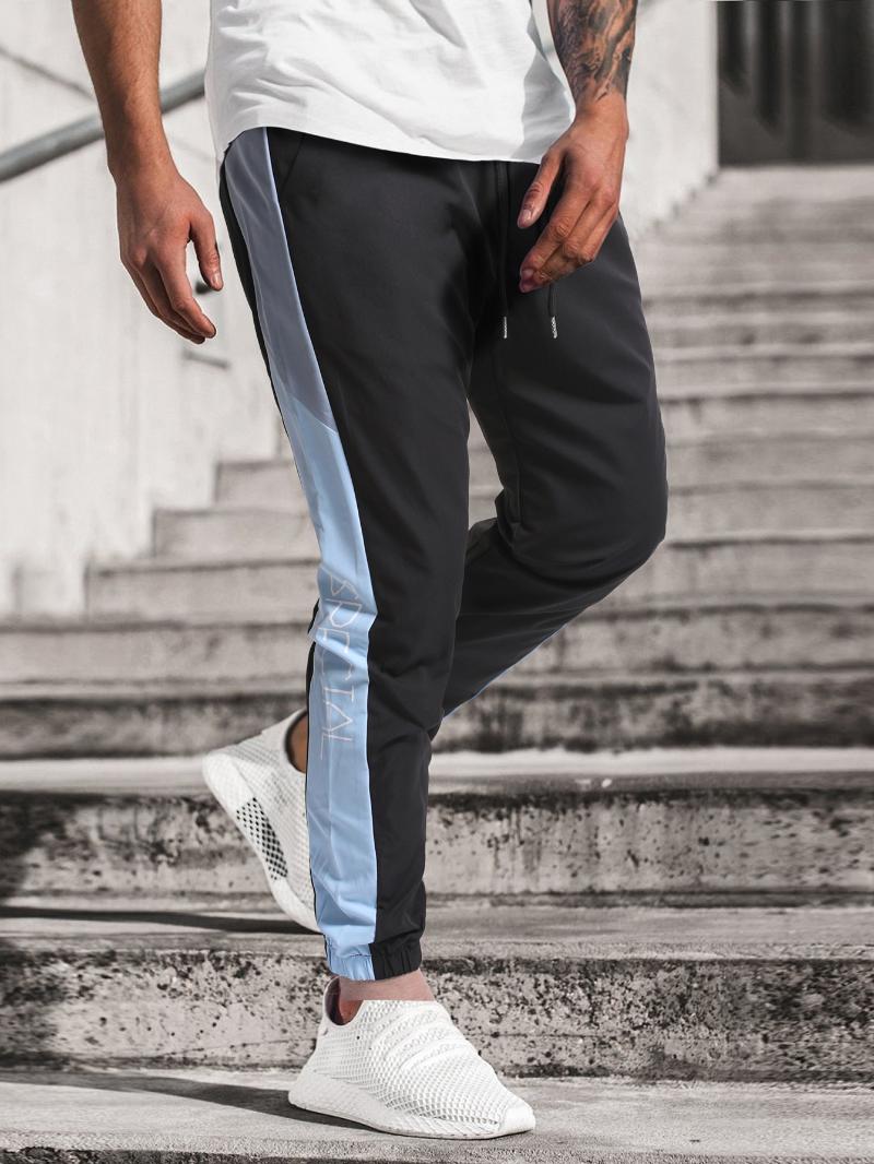 

Men' Pants 2022 Spring Autumn Men Casual Patchwork Drawstring Trousers, Black