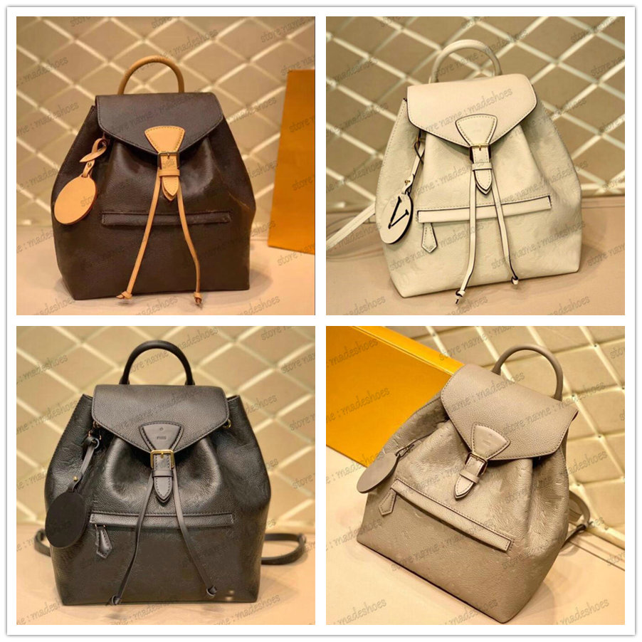

MONTSOURIS Womens Luxurys Designer Backpack Montsouris BB M45205 Bag Monograms Empreinte Embossed Leather Fashion Backpack With Vintage Buckle M45410