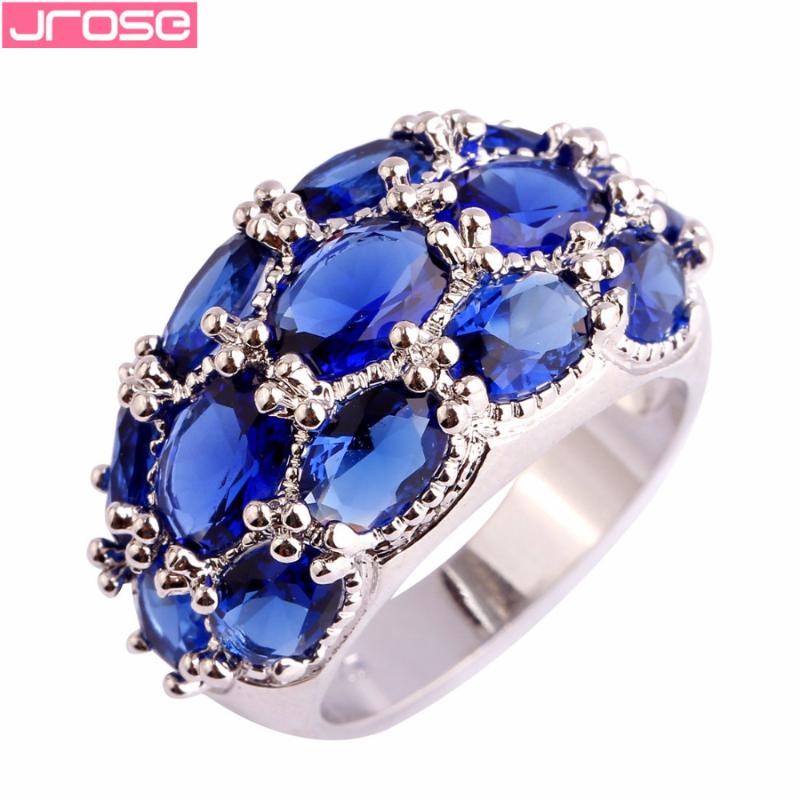 

Wedding Rings JROSE Band Denerous Fashion Blue & White CZ Silver Color Ring Size 6 7 8 9 10 11 12 13 Wholesale Gorgeous Jewelry