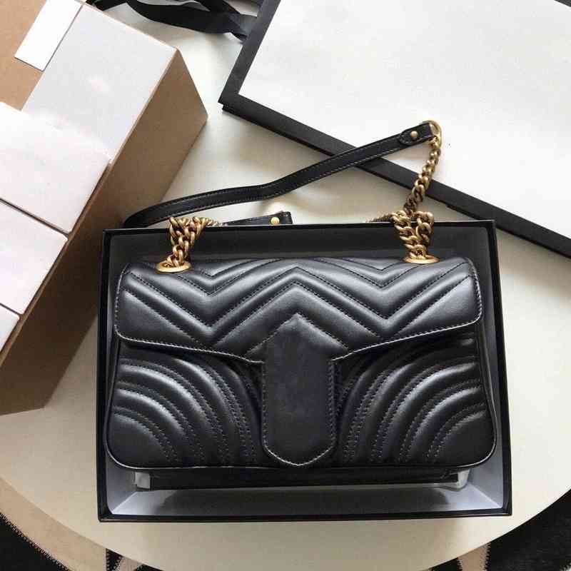 

evening bags women handbag original box bag date code genuine leather purse shoulder cross body messenger bags marmont designer chain flat b