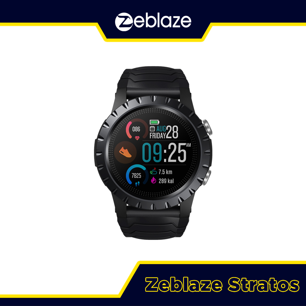 

New 2021 Zeblaze Stratos Sports Smart Watch gps GPS GLONASS GALILEO Heart Rate SpO2 VO2max Stress 25 days Battery Life WR 5 ATMg, Black