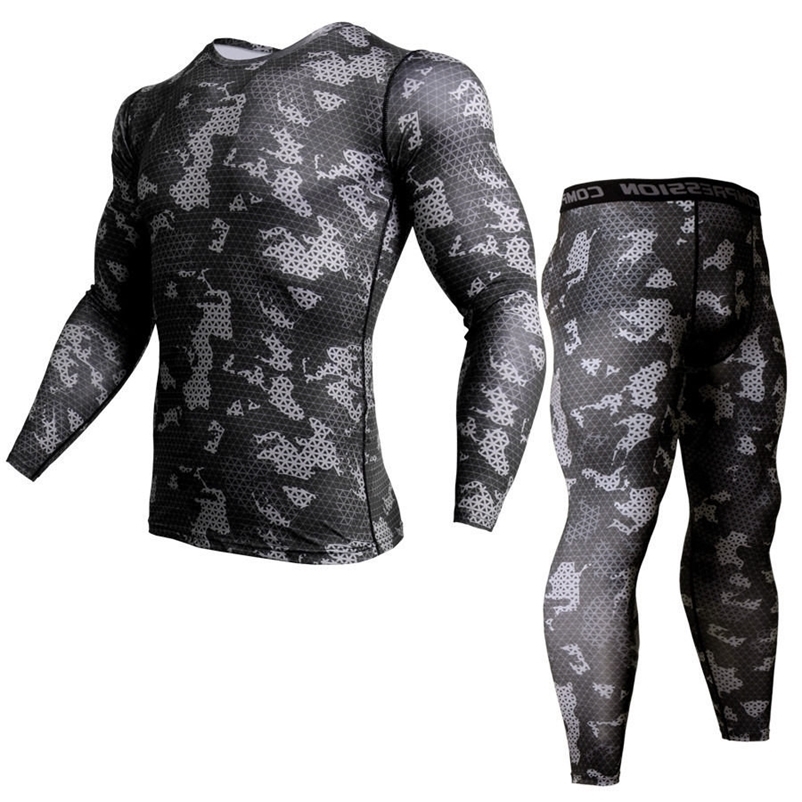 

thermal underwear rash guard kit MMA Compression Apparel leggings men unionsuit Bodybuilding T-Shirt camouflage tracksuit men 210722, Photo color