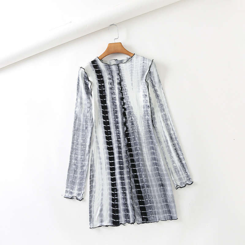 

Gyy / Dresses Casual 1069et style women' long sleeve Sexy Stretch slim Tie Dye Dress, Gray