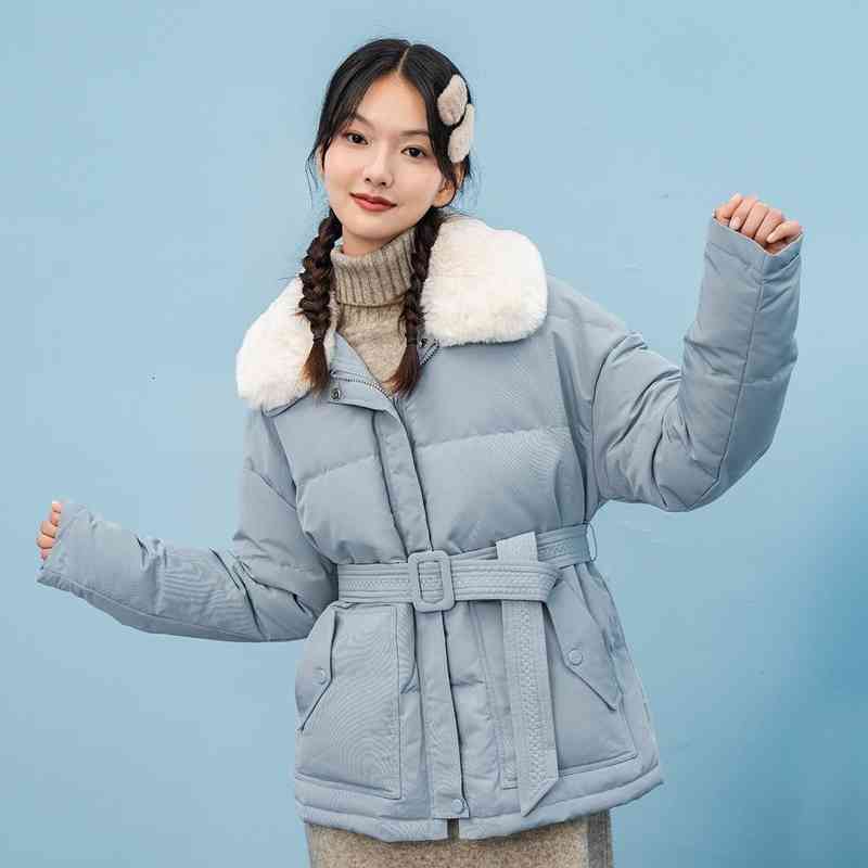 

downs Winter White Duck Thermal Plush Waisted Fit Slim 90% Short Coat Women's Down Jacket Tn9z, Black