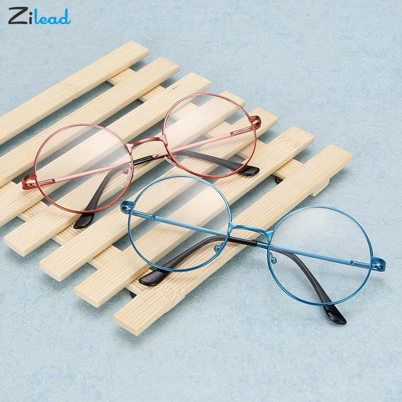 

Fashion Sunglasses Frames Zilead Ultralight Metal Flat Mirror Glasses Women Men Vintage Round Eyeglasses Eye Protection Blocking Computer Go, Black