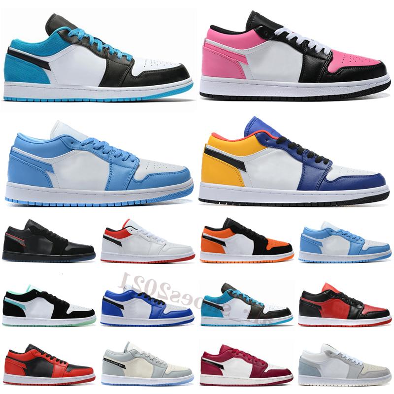 

New Low 1 1s basketball shoes UNC hyper royal pine green Paris tie-dye triple white men mens sneakers women trainers US 5.5-11, Color 12