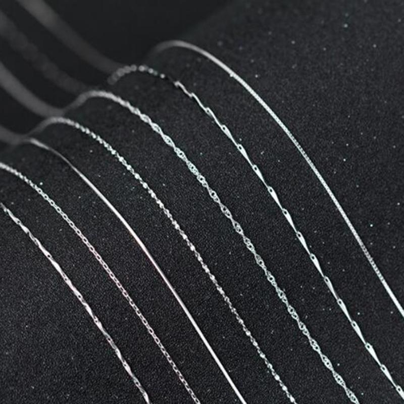 

Chains Genuine 925 Sterling Silver Water-wave Snake Box Chain For Woman 0.7/0.8mm Necklace Jewelry Making Accessories